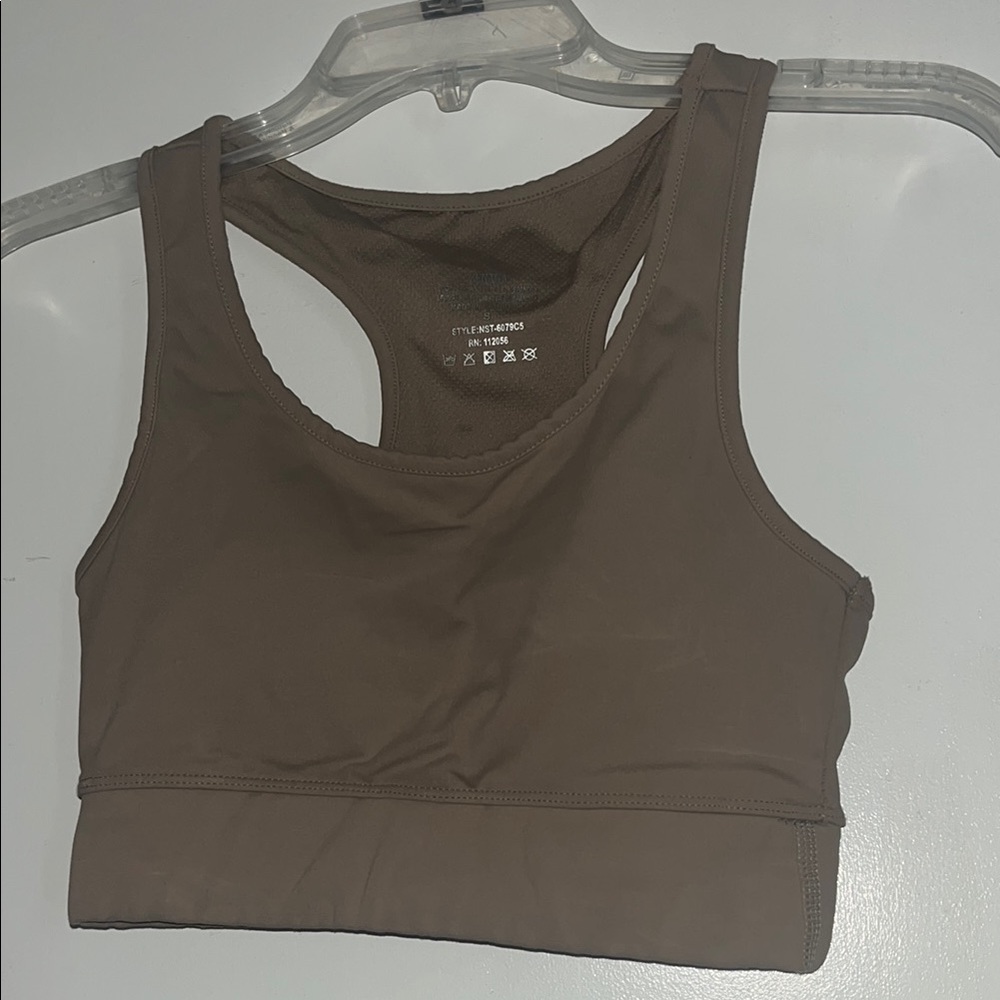 Zenana Outfitters Brown Racerback Sports Bra